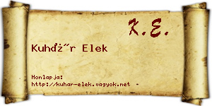 Kuhár Elek névjegykártya